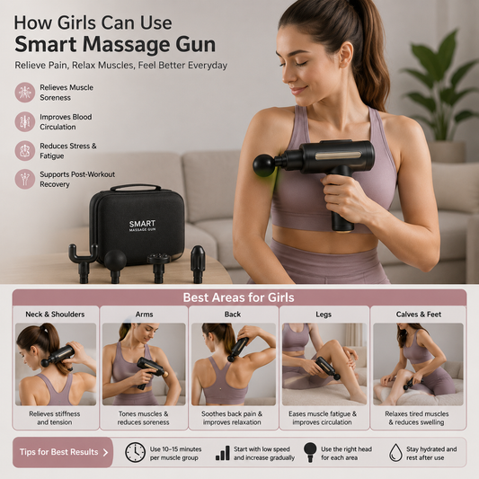 Portable Smart Massage Gun with 4 Massage Heads for Deep Tissue Muscle Recovery