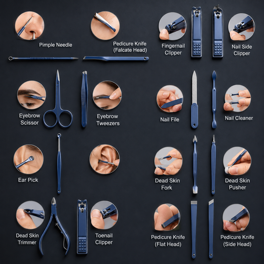 18-in-1 Professional Manicure & Pedicure Kit – Stainless Steel Nail Care Set with Premium Travel Case