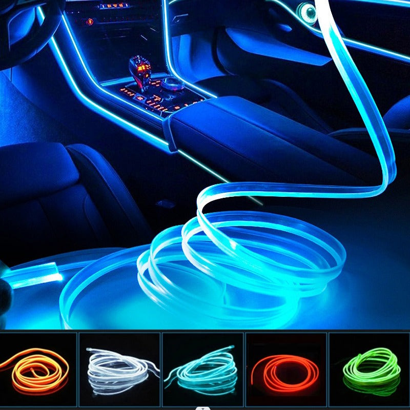 USB Car Interior Neon LED Strip Light – Flexible Ambient Dashboard Decorative Light (Waterproof)