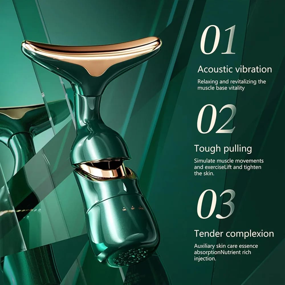 3-in-1 Electric Face & Neck Massager – Microcurrent Vibration Facial Lifting Device