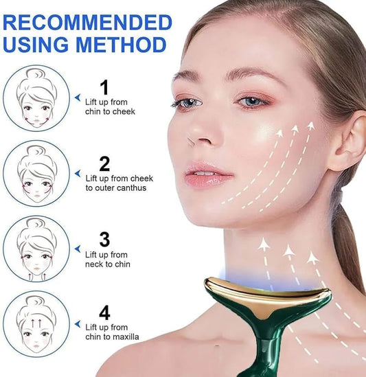3-in-1 Electric Face & Neck Massager – Microcurrent Vibration Facial Lifting Device