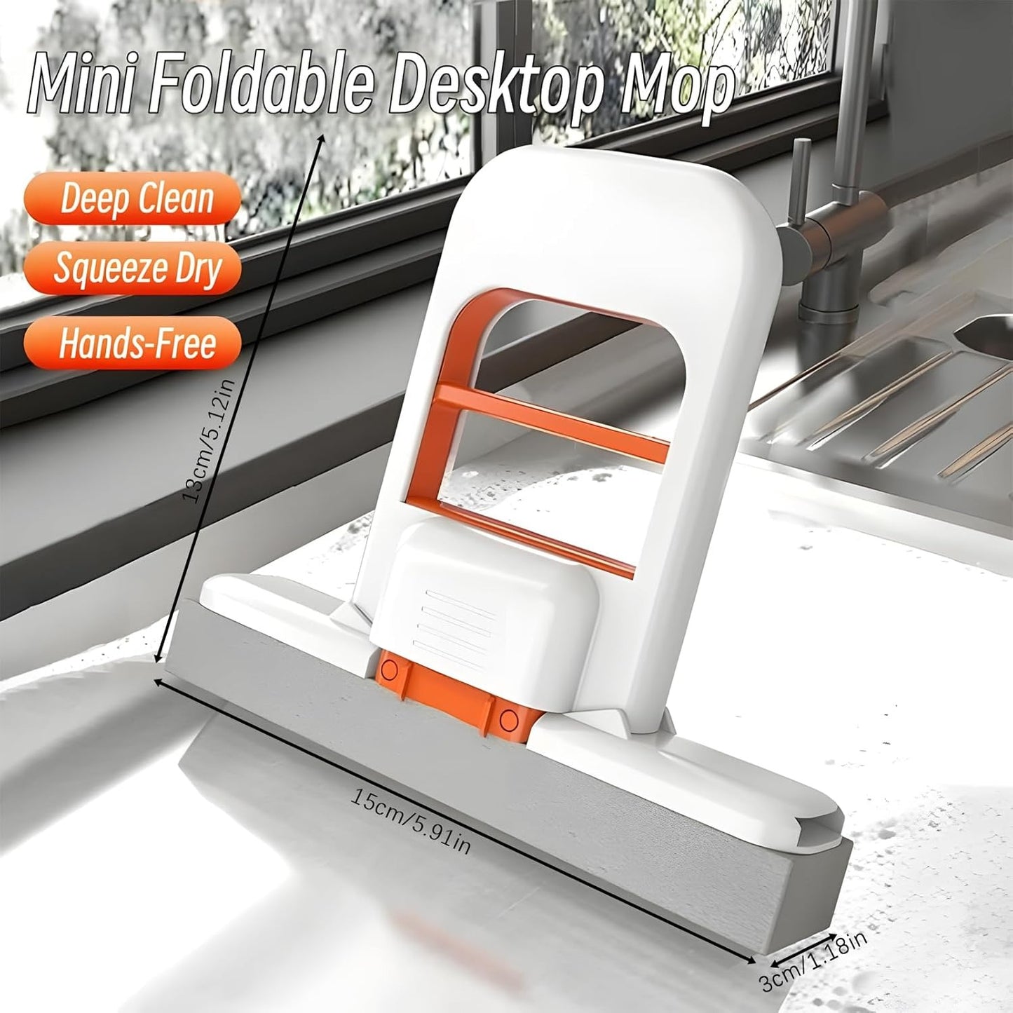 Foldable Wall-Mounted Mini Sponge Mop | Portable Handheld Cleaning Wiper for Kitchen, Bathroom & Glass