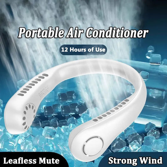 Portable Bladeless Neck Fan Air Cooler – Rechargeable Hands-Free Cooling Fan