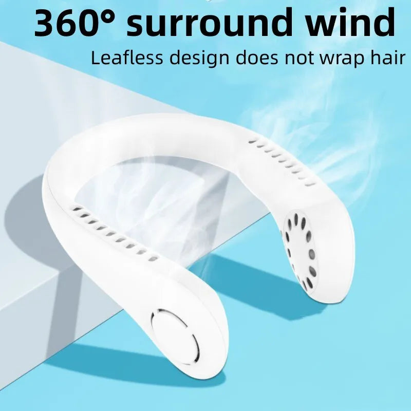 Portable Bladeless Neck Fan Air Cooler – Rechargeable Hands-Free Cooling Fan