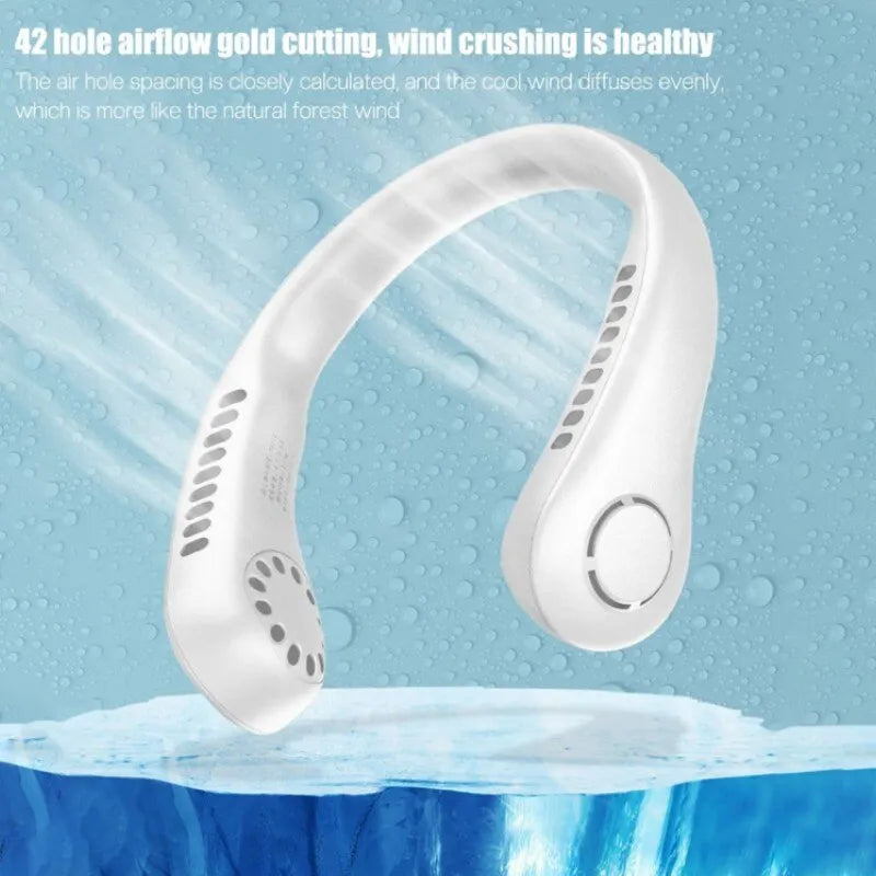 Portable Bladeless Neck Fan Air Cooler – Rechargeable Hands-Free Cooling Fan