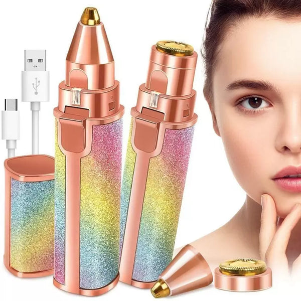 2-in-1 Rechargeable Eyebrow Trimmer & Facial Hair Remover for Women