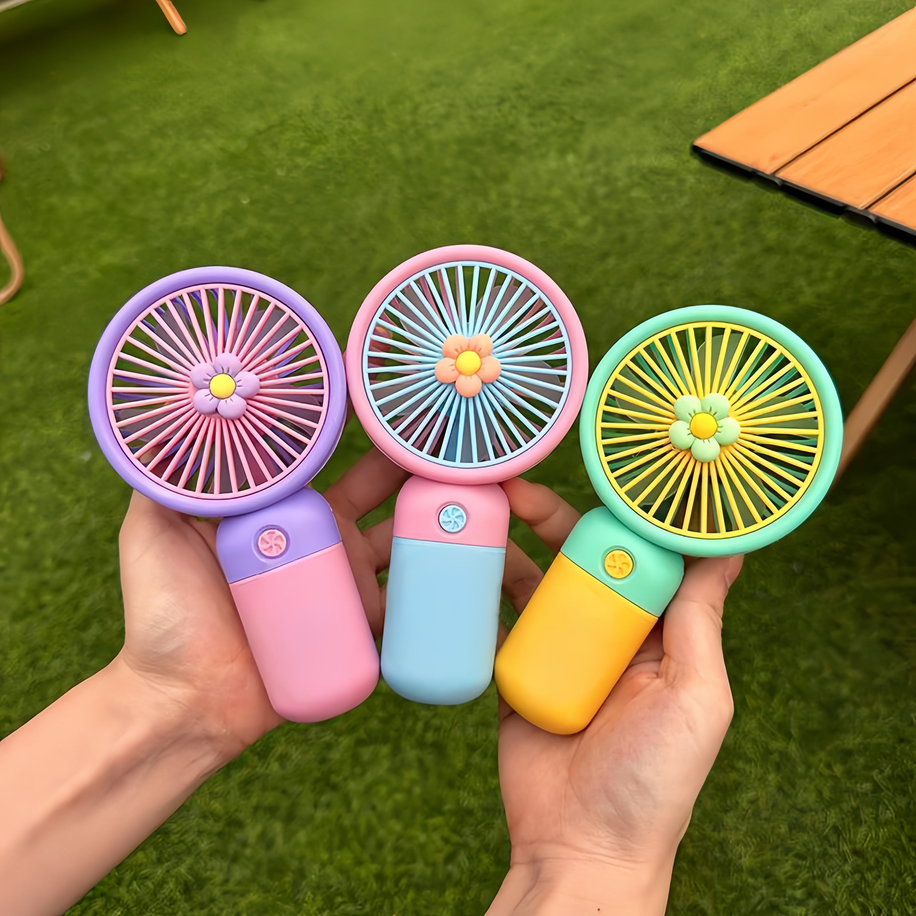 Portable Mini USB Rechargeable Handheld Fan with Stand | Cute Flower Desktop Cooling Fan