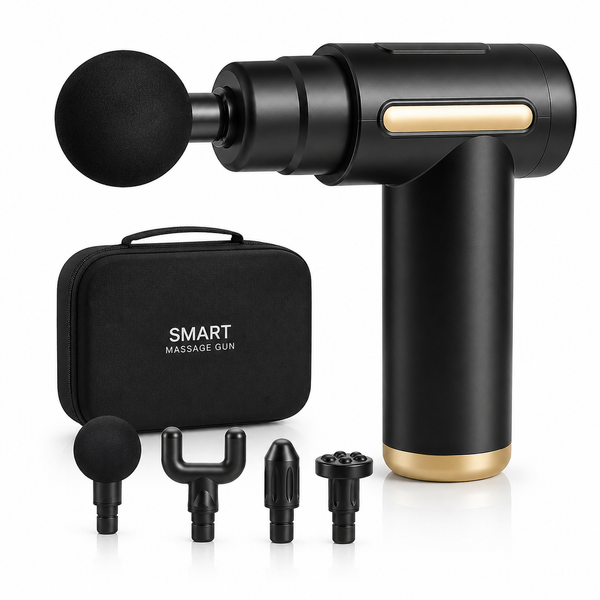 Portable Smart Massage Gun with 4 Massage Heads for Deep Tissue Muscle Recovery