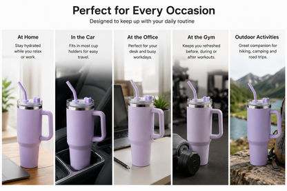 Reusable Stainless Steel Tumbler with Handle & Straw – Insulated Travel Mug for Home, Office, Car & Outdoor Use