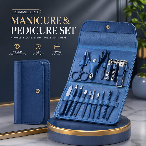 18-in-1 Professional Manicure & Pedicure Kit – Stainless Steel Nail Care Set with Premium Travel Case