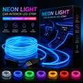 USB Car Interior Neon LED Strip Light – Flexible Ambient Dashboard Decorative Light (Waterproof)