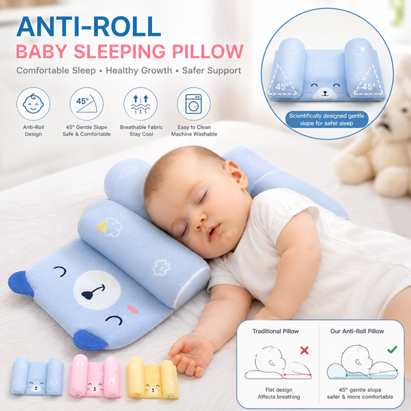 Baby Anti-Roll Sleeping Pillow | Newborn Head Shaping Support Pillow