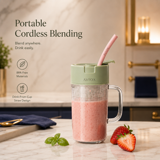Portable Mini Juicer Blender with Built-In Straw – Smoothie Maker for Travel & Home