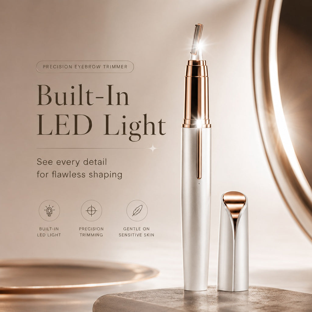 Precision Electric Eyebrow Trimmer for Women – Painless Facial Hair Remover with LED Light
