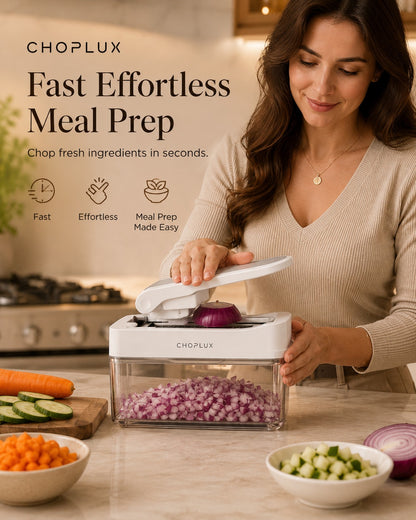 Multi-Function Vegetable Chopper with Stainless Steel Blades & Storage Container