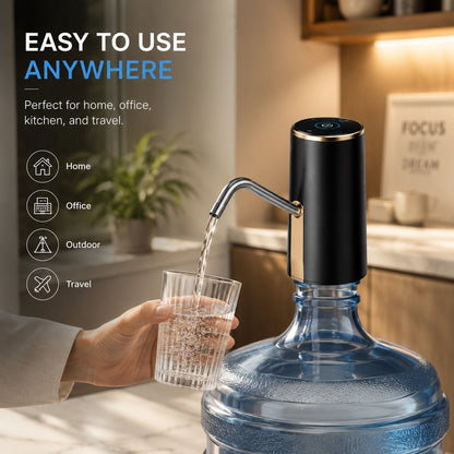 USB Rechargeable Automatic Electric Water Dispenser Pump with One-Touch Touch Control for 19L & 20L Water Bottles