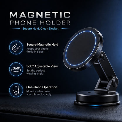 360° Magnetic Car Phone Holder Stand – Foldable Dashboard & Desk Mobile Mount