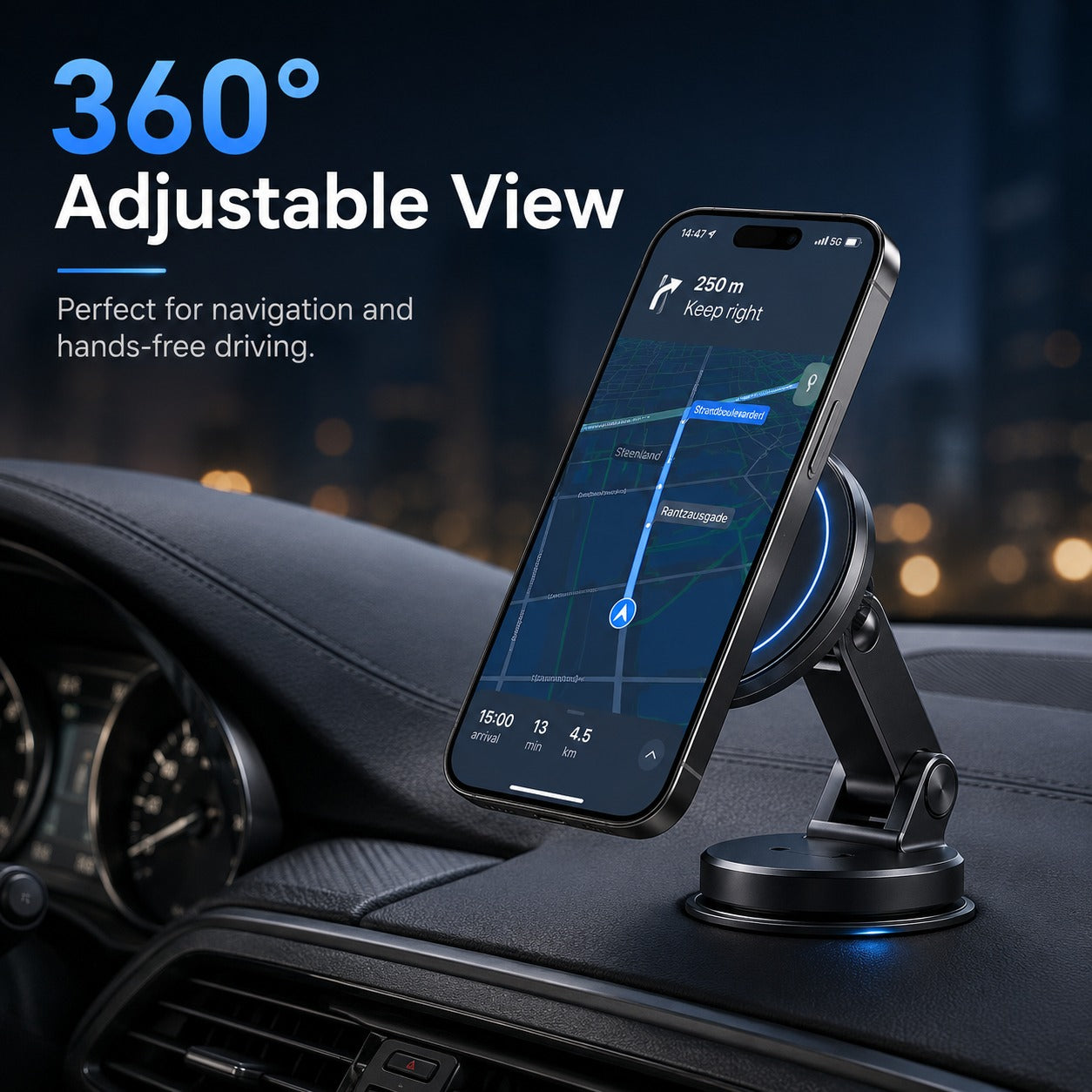 360° Magnetic Car Phone Holder Stand – Foldable Dashboard & Desk Mobile Mount