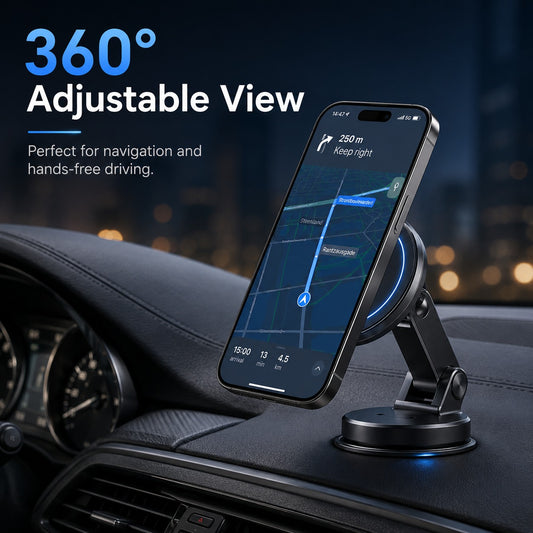 360° Magnetic Car Phone Holder Stand – Foldable Dashboard & Desk Mobile Mount