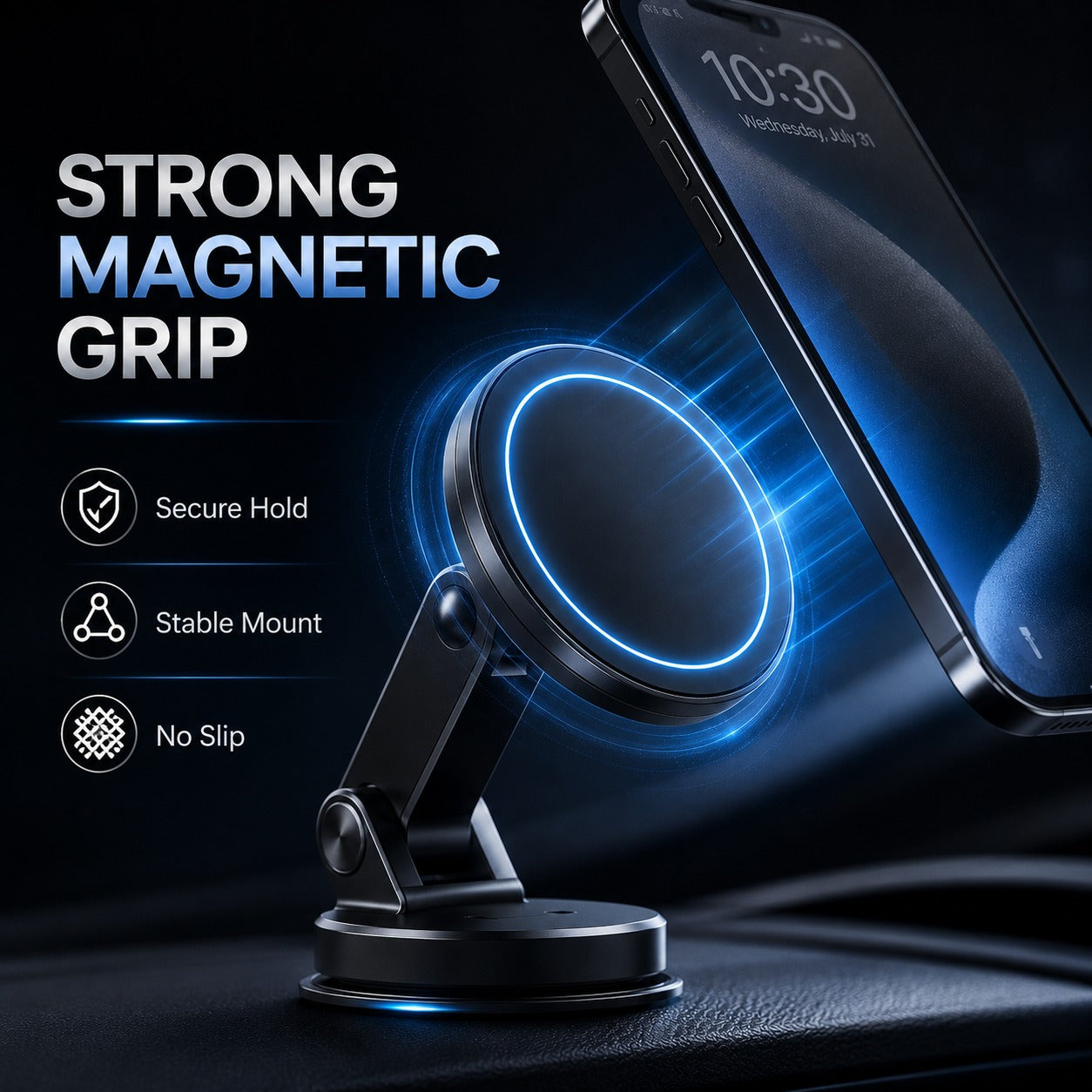 360° Magnetic Car Phone Holder Stand – Foldable Dashboard & Desk Mobile Mount