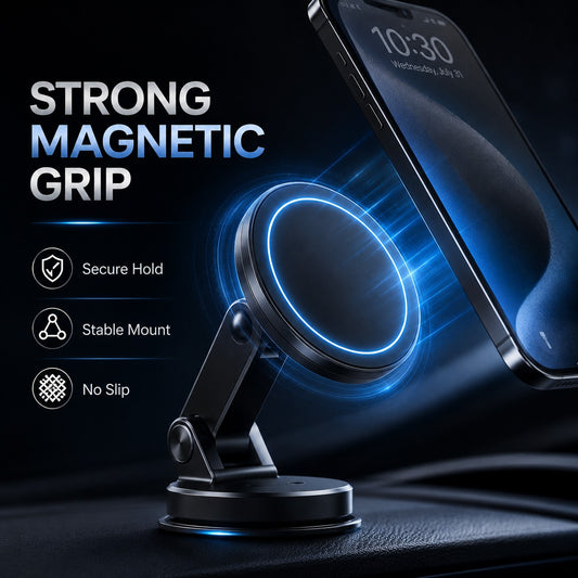 360° Magnetic Car Phone Holder Stand – Foldable Dashboard & Desk Mobile Mount