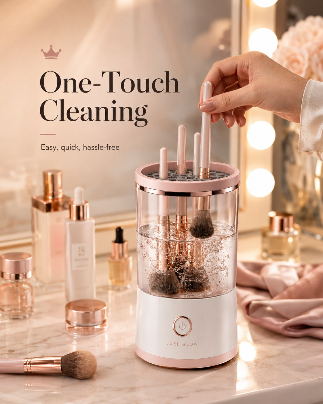 Electric Makeup Brush Cleaner Machine – Automatic Cosmetic Brush Washing Cup