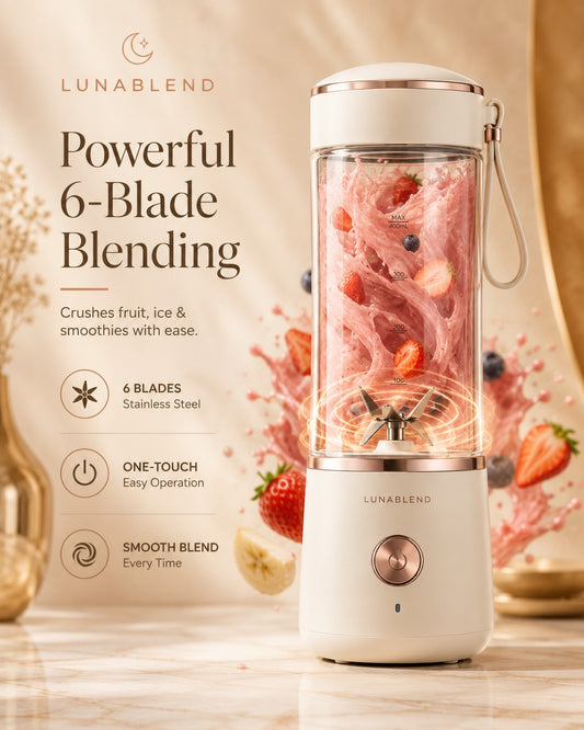 Portable 6-Blade USB Rechargeable Blender Bottle – Mini Smoothie & Juice Maker