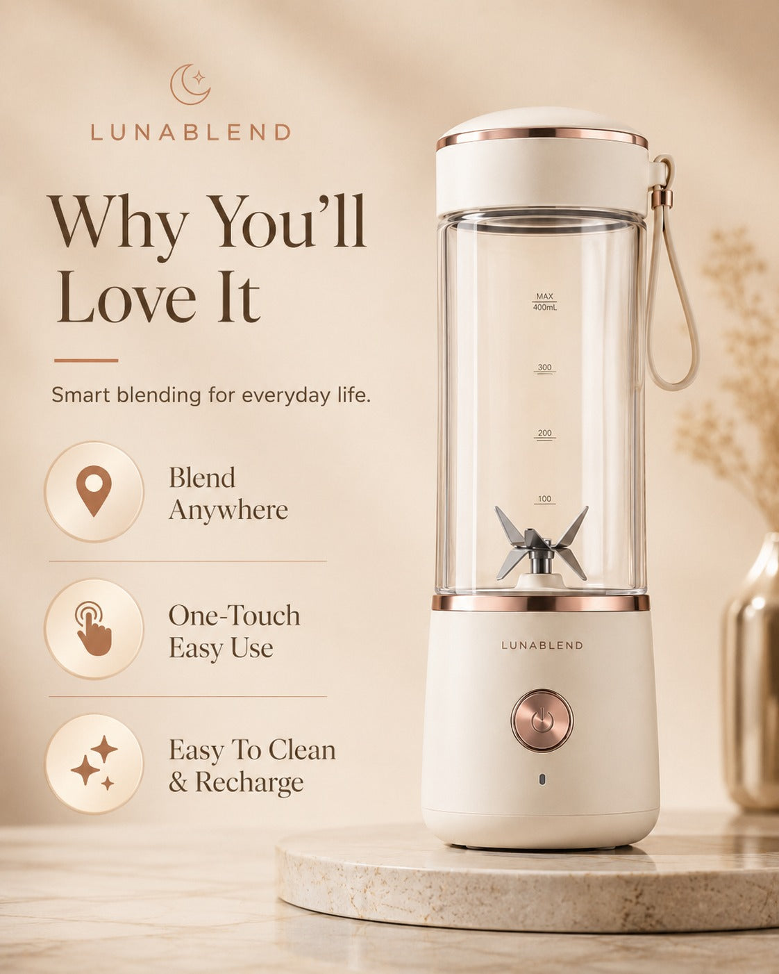 Portable 6-Blade USB Rechargeable Blender Bottle – Mini Smoothie & Juice Maker