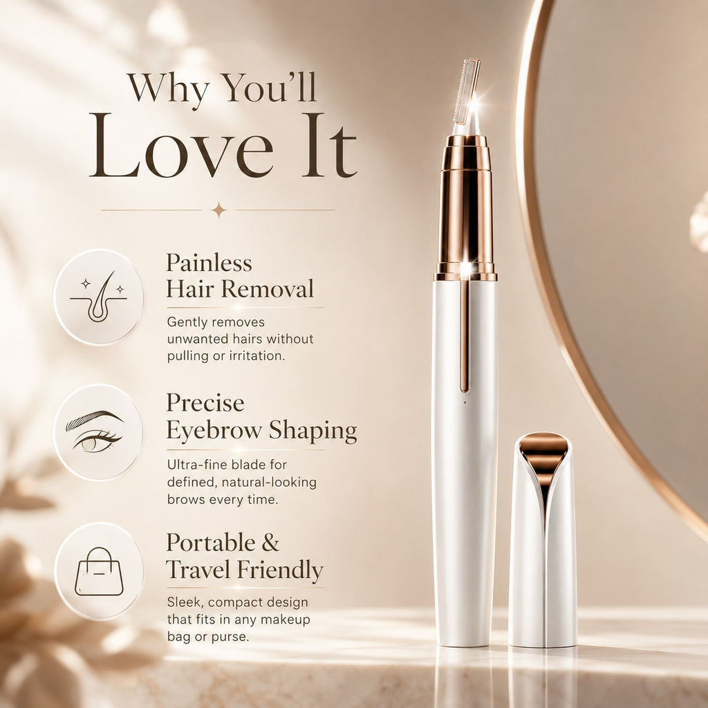 Precision Electric Eyebrow Trimmer for Women – Painless Facial Hair Remover with LED Light